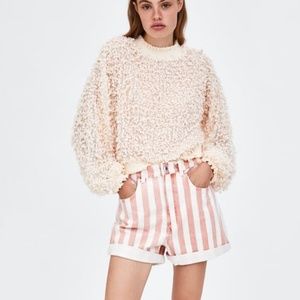 Zara Textured Fuzzy Thread Sweatshirt top NWOT